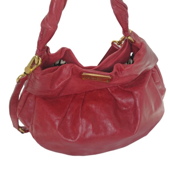 Marc Jacobs Pleated Red Leather Hobo Bag